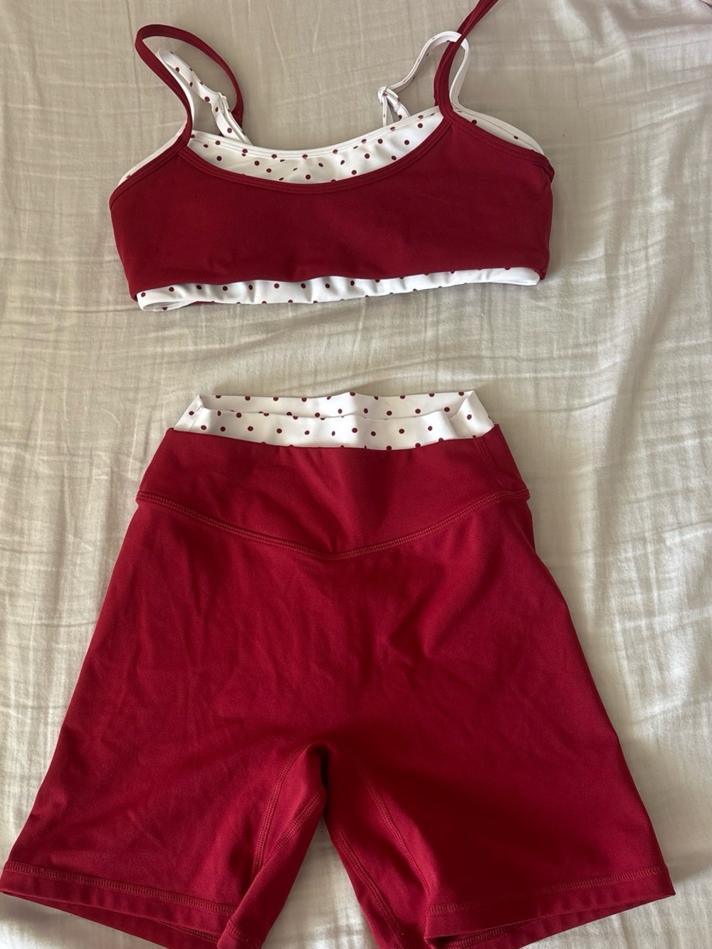 liaison the label red and white polka dot bra and shorts set